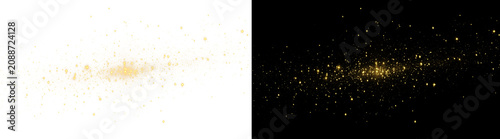 Dense Gold Sparkle Dust Field With Black Preview For Luxury Header Decoration And Festive Design Effects