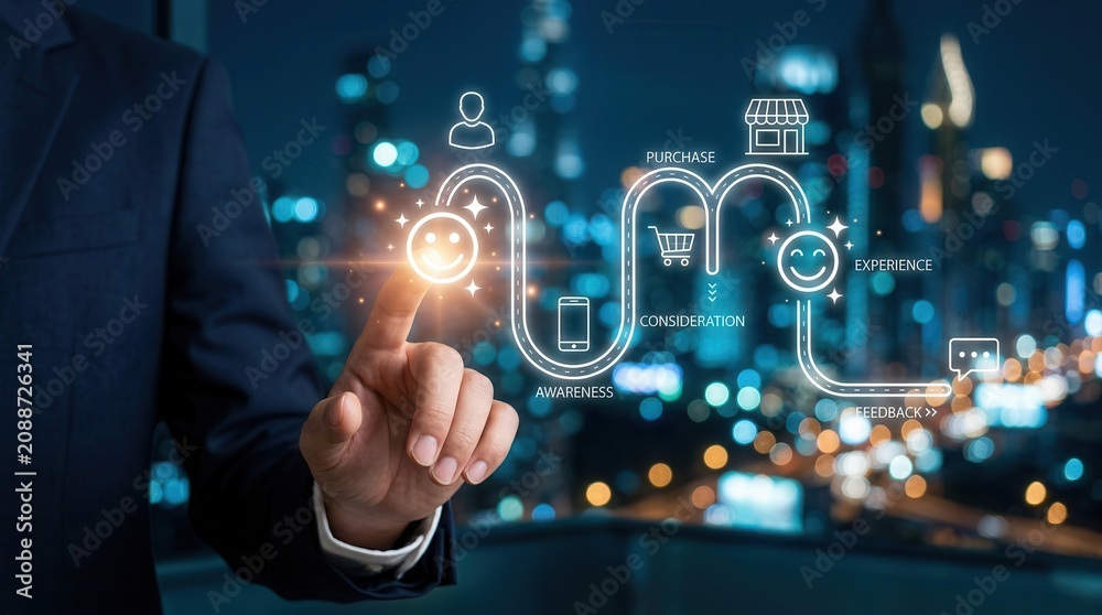 Fototapeta premium Data driven solutions for user engagement and customer centric services in a digital experience.