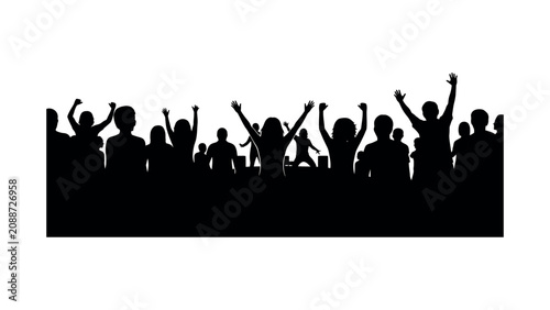 Tableau sur toile Silhouette of people cheering together.