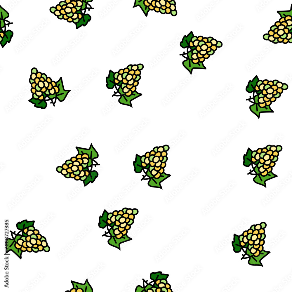 Obraz premium green grapes bunch vector seamless pattern green grapes bunch sign illustration