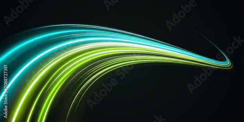 Abstract Green Futuristic Wave Background with Colorful Flowing Lines, Bright Energy Motion Pattern Design Illustration Wallpaper