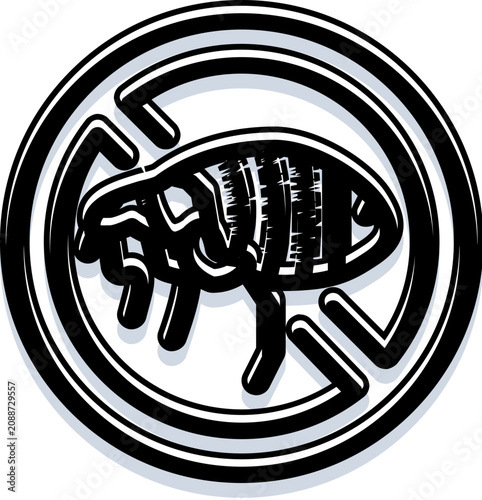Valokuva Flea insect inside a circular prohibition sign, indicating pest control, prevent