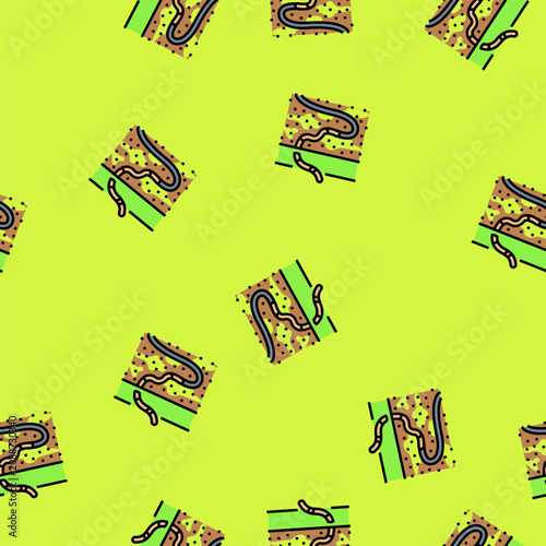 Принти на полотні worms escaping from toxic ground vector seamless pattern worms escaping from tox
