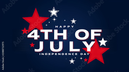 Happy 4th of july independence day with red and white stars