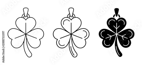 Photos Shamrock pendant icon set for luck and St