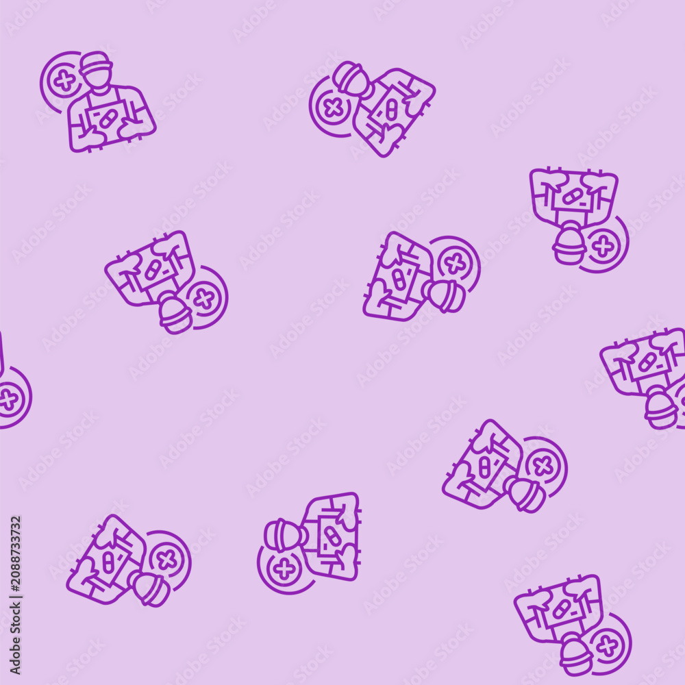 Obraz premium prescription delivery pharmacist vector line seamless pattern prescription delivery pharmacist sign illustration