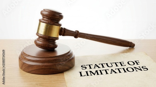 Procedural requirement for prosecution and defense featuring a gavel and statute of limitations document.