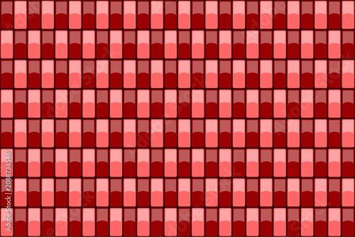 Geometric rounded rectangle seamless pattern with red tone mosaic glossy texture is perfect for digital abstract website background banner and commercial wrap print product decoration