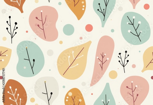 Seamless pattern of abstract geometric shapes, soft pastel palette, minimal modern style, clean look