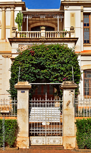 Metallic gate detail on facade in Ribeirao Preto, Sao Paulo, Brazil