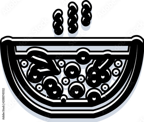 фотографія Steaming bowl of hot soup with bubbles, minimalist black and white outline illus
