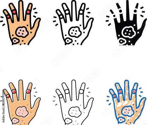 Bild auf Leinwand psoriatic arthritis skin health problem color clean icon vector