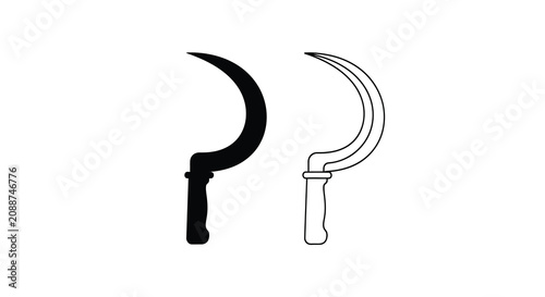 Photos Hand Sickles Black Silhouette And Line Art Illustration
