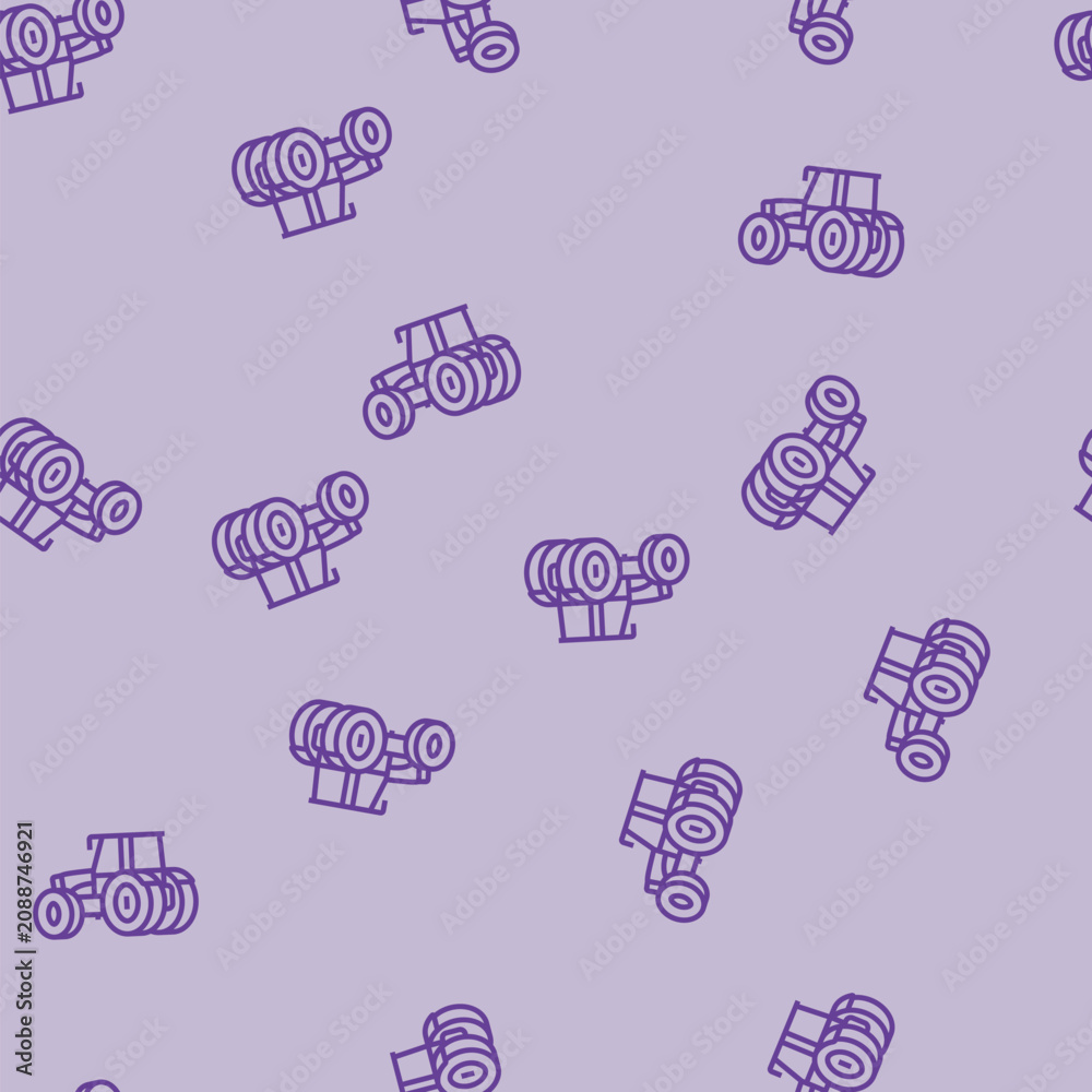 Obraz premium agriculture tractor vector line seamless pattern agriculture tractor sign illustration