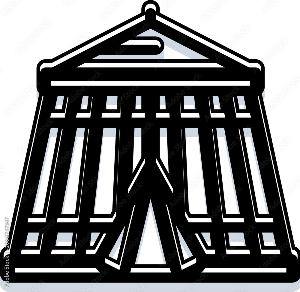 Obraz premium Ancient temple building icon creating a silhouette of classical architecture. Symbolizing concepts such as law. Government. Culture. And power with historical significance on a clean white background
