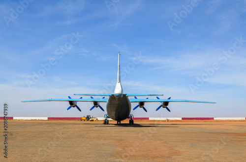 Obraz na plátně Transport Aircraft Parked at Airport During Construction