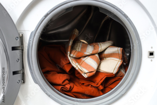Bed sheets in washing machi...