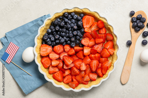 Tasty American flag pie and...
