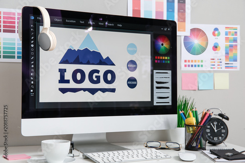Workplace of graphic design...