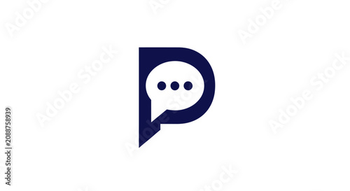 Letter P logo featuring chat speech bubble.