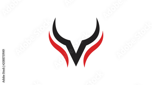 Letter V shaped like bull or devil horns.