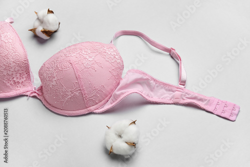 Pink female bra and cotton ...