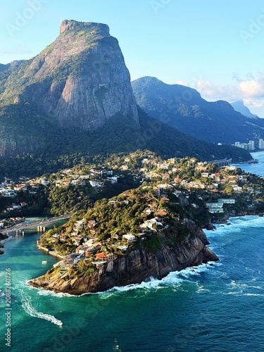 Helicopter Ride Over Rio de Janeiro in Brasil. Aerial view