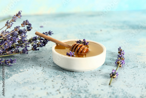 Bowl of sweet lavender hone...