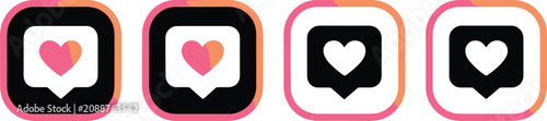heart symbol in pink and white on smartphone screens