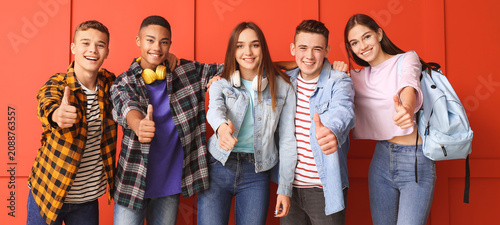 Group of happy teenagers sh...