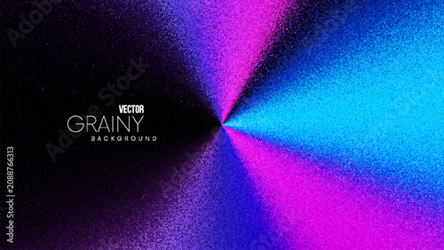 Colorful burst with circular gradient and film grain effect created from thousands of individual dots. Dynamic circular gradient converging into central focal point for high impact futuristic visuals