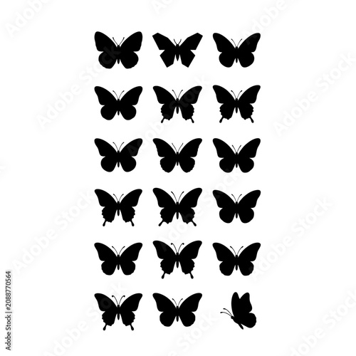 Premium Butterfly Silhouette Vector Set | Elegant Butterfly Icons, Flying Insects, Nature, Wildlife, Black Clipart Collection for Creative Design