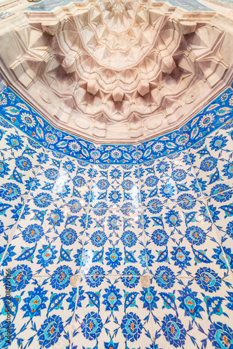 photo of close up to mosaics details inside of a otttoman tomb in istanbul