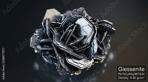 Raw Giessenite Monoclinic Tabular Platy Crystal Cluster Dark Lea