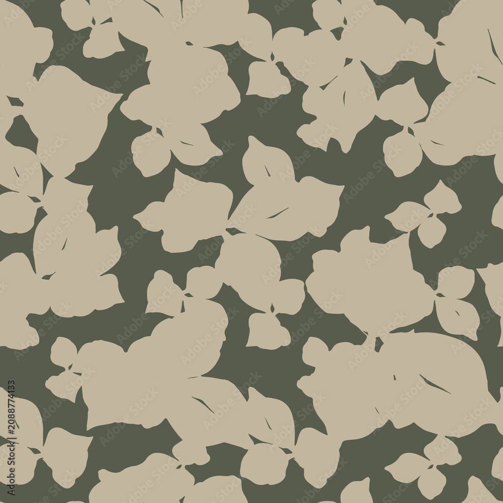 Naklejka premium Minimalist foliage silhouette seamless pattern with silhouette seamless minimalist botanical background repeating wallpaper
