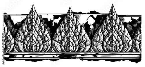 Cuadro en lienzo Ornate architectural border with oriental leaf patterns vector illustration, dec