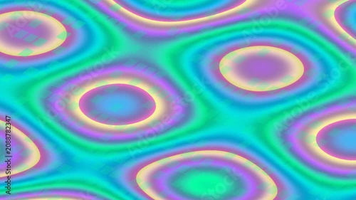 Abstract Colorful Waves Moving Through Bright Fluorescent Shapes