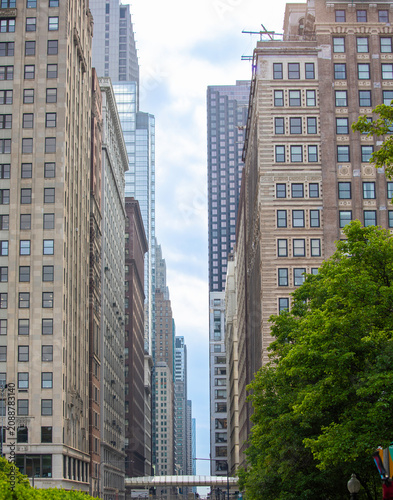Downtown Chicago buildings and blue sky