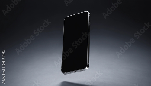 Modern smartphone floating against a dark gradient background.