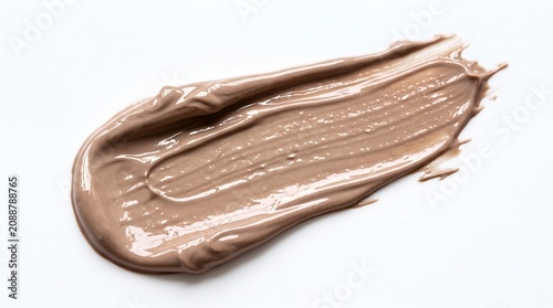 Beige liquid makeup foundation smear isolated on a white background