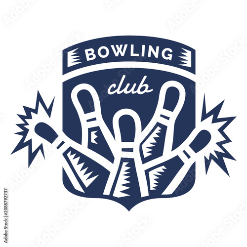 Obraz na plátně Bowling club skittle badge sticker
