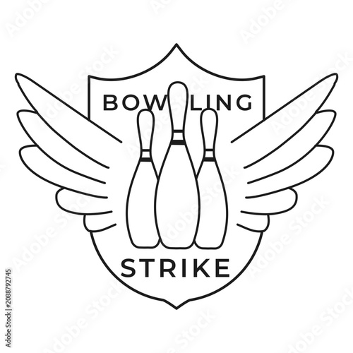 Tableau sur toile Bowling strike skittle wing badge stroke