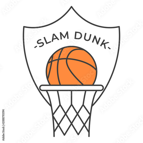 Fotografie Slam dung ball rim colored badge sticker