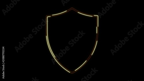 Digital Shield Outline Animation: Tracing Golden Cyber Security Icon