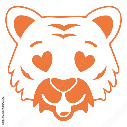 Canvas Print Tiger enamoured head muzzle stroke
