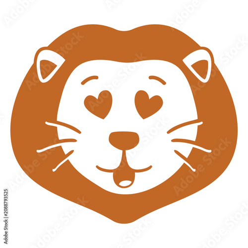Fotografi Lion enamoured head muzzle flat