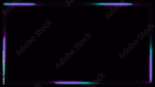 Futuristic Cyan Magenta Neon Frame - Glowing Rectangle Border Effect