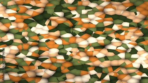 Abstract Camouflage Mosaic Formations in Moving Patterned Surface