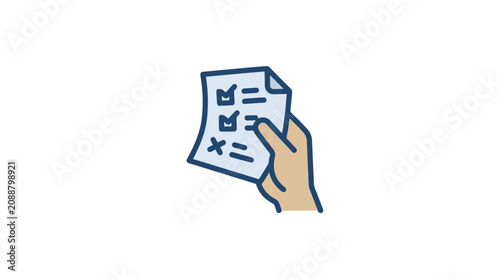 Hand holding checklist with ticks and cross