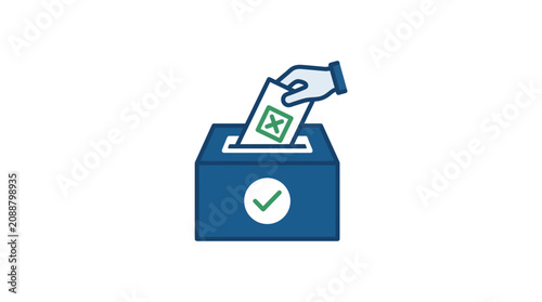 Hand placing vote in ballot box, election concept